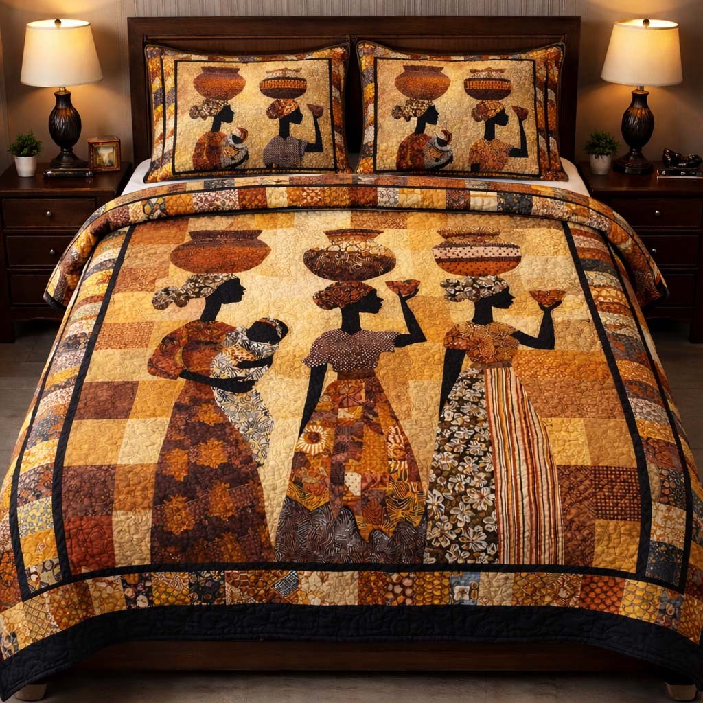 Earth Mother Legacy 3-Piece Quilted Bedding Set — quilt and two matching pillow shams