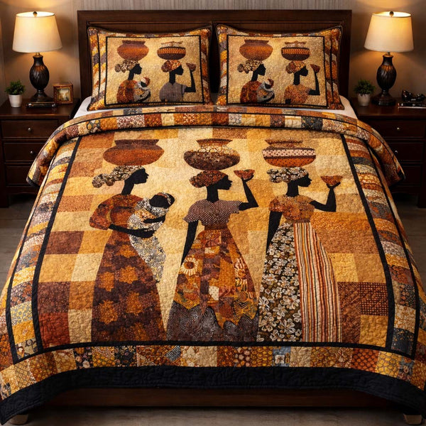 Earth Mother Legacy 3-Piece Quilted Bedding Set — quilt and two matching pillow shams