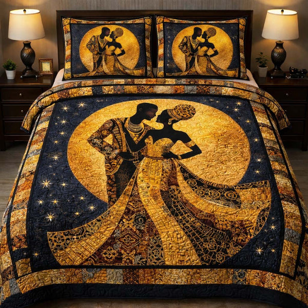 Eternal Tribal Love 3-Piece Quilted Bedding Set — quilt and two matching pillow shams