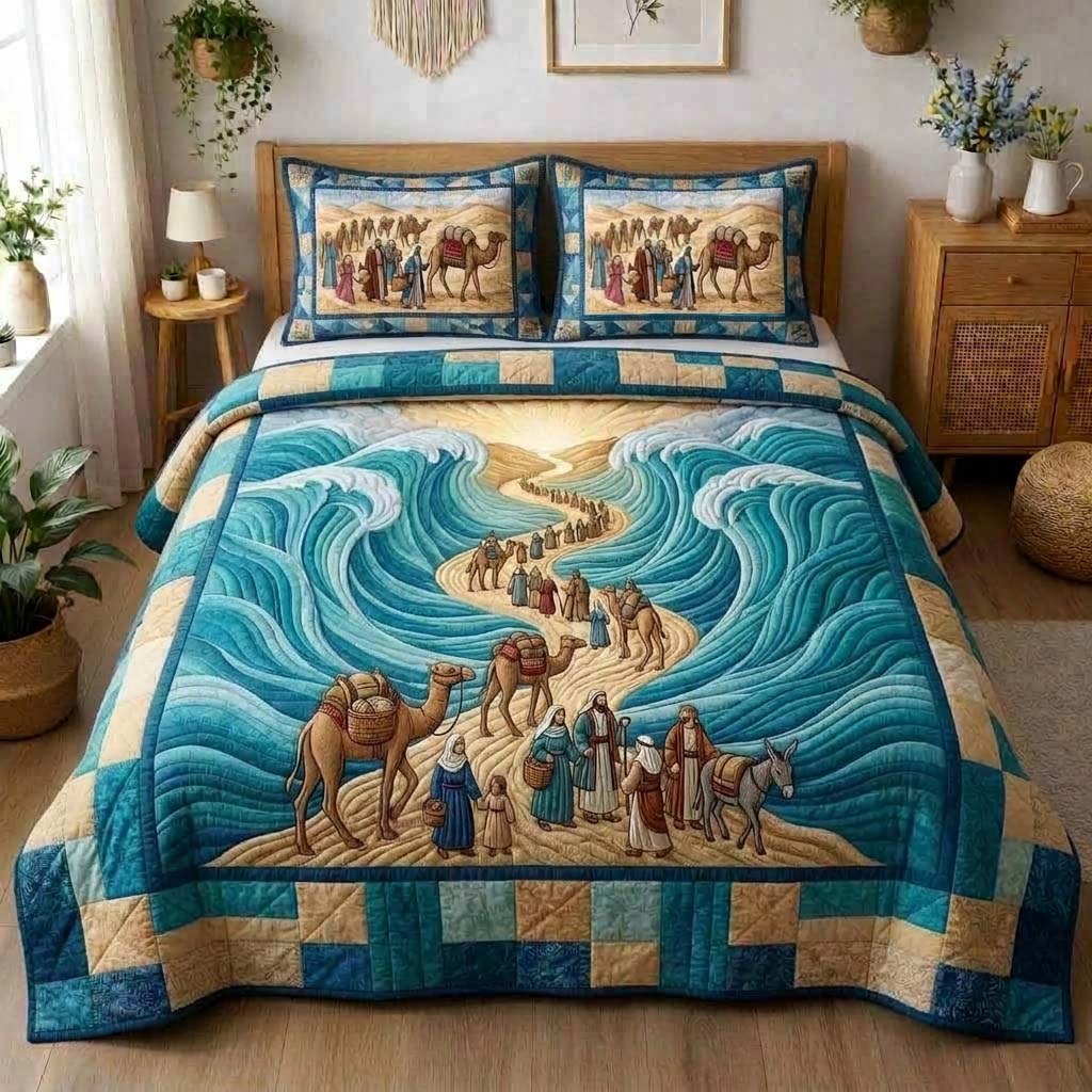 Divine Passage Path 3-Piece Quilted Bedding Set — quilt and two matching pillow shams