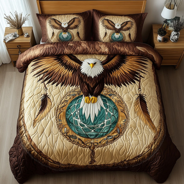 Eagle of the Native Sky 3-Piece Quilted Bedding Set — quilt and two matching pillow shams