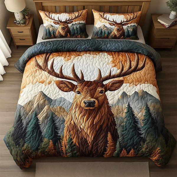 Echoes of the Wild 3-Piece Quilted Bedding Set — quilt and two matching pillow shams