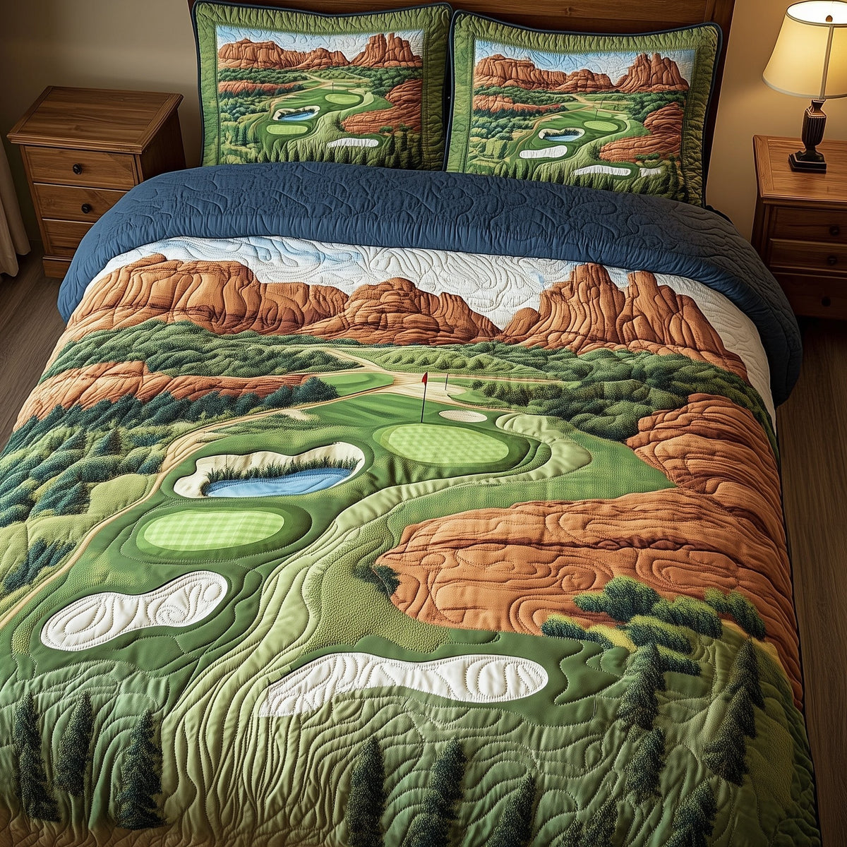 Arizona Golf Dream 3-Piece Quilted Bedding Set — quilt and two matching pillow shams