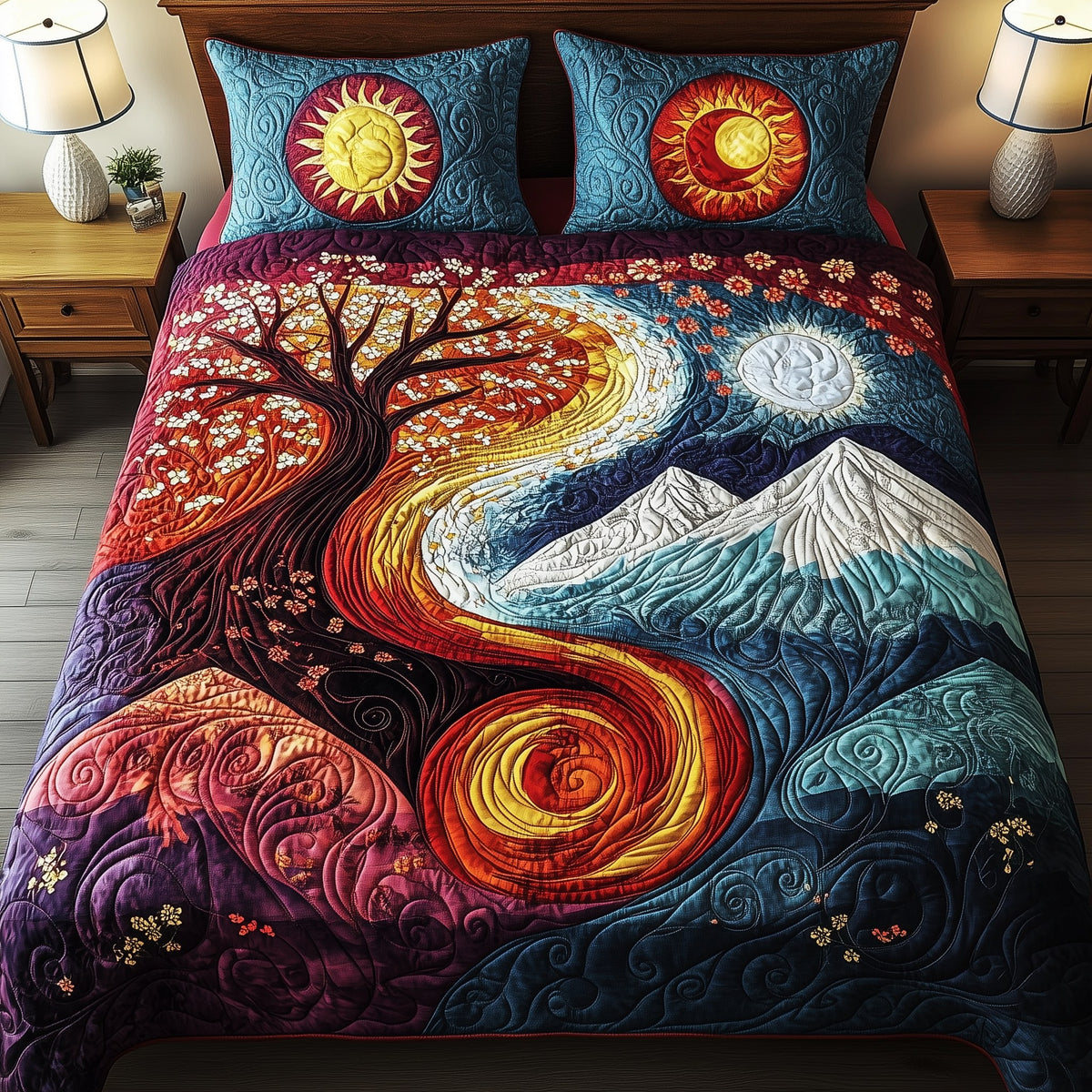 Elements Contrast 3-Piece Quilted Bedding Set — quilt and two matching pillow shams