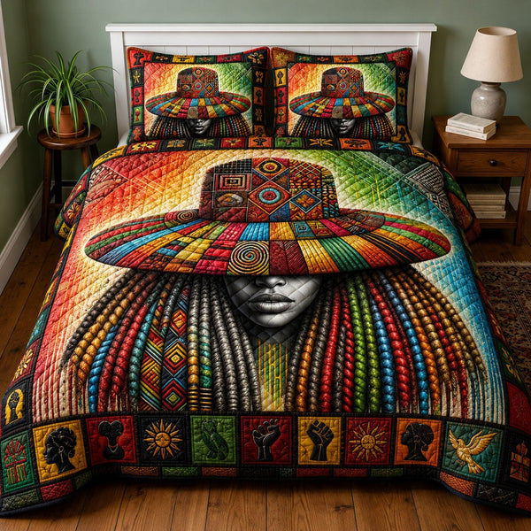 African Rainbow Heritage 3-Piece Quilted Bedding Set — quilt and two matching pillow shams