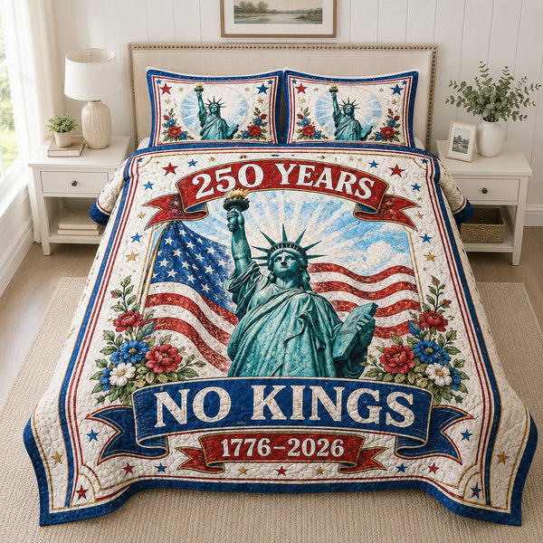 250 years No Kings 3-Piece Quilted Bedding Set — quilt and two matching pillow shams