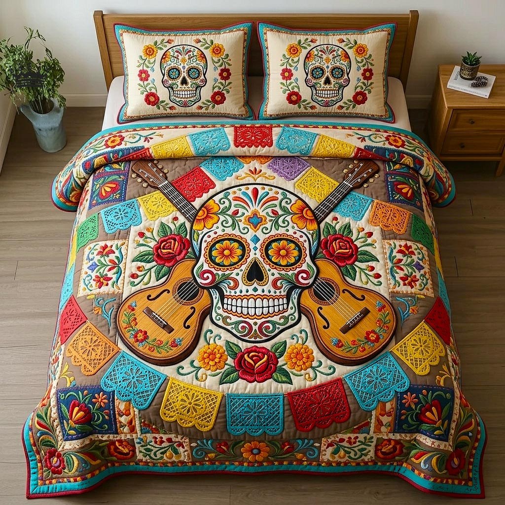 Cinco Party 3-Piece Quilted Bedding Set — quilt and two matching pillow shams