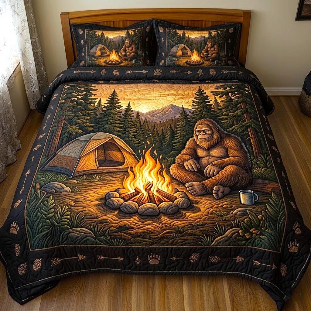 Bigfoot Trail 3-Piece Quilted Bedding Set - Design 3 — quilt and two matching pillow shams