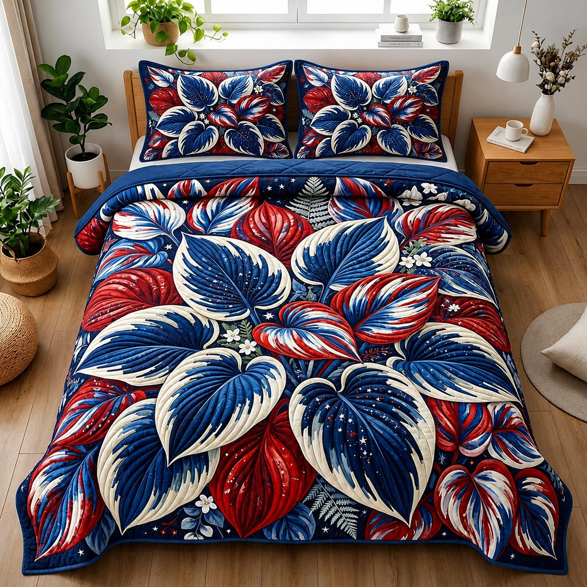 Botanical Haven 3-Piece Quilted Bedding Set — quilt and two matching pillow shams