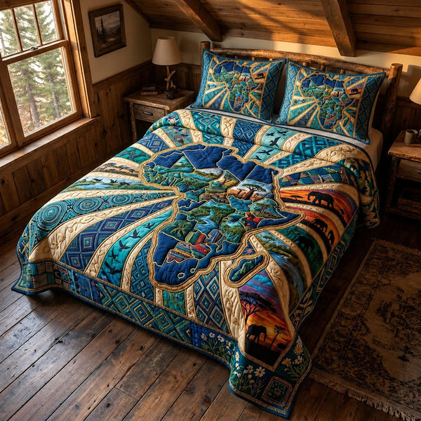 African Pride 3-Piece Quilted Bedding Set — quilt and two matching pillow shams