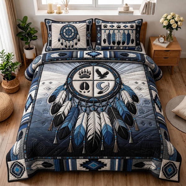 Dream Spirit quilted 3-piece bedding set on a made bed with two matching pillow shams