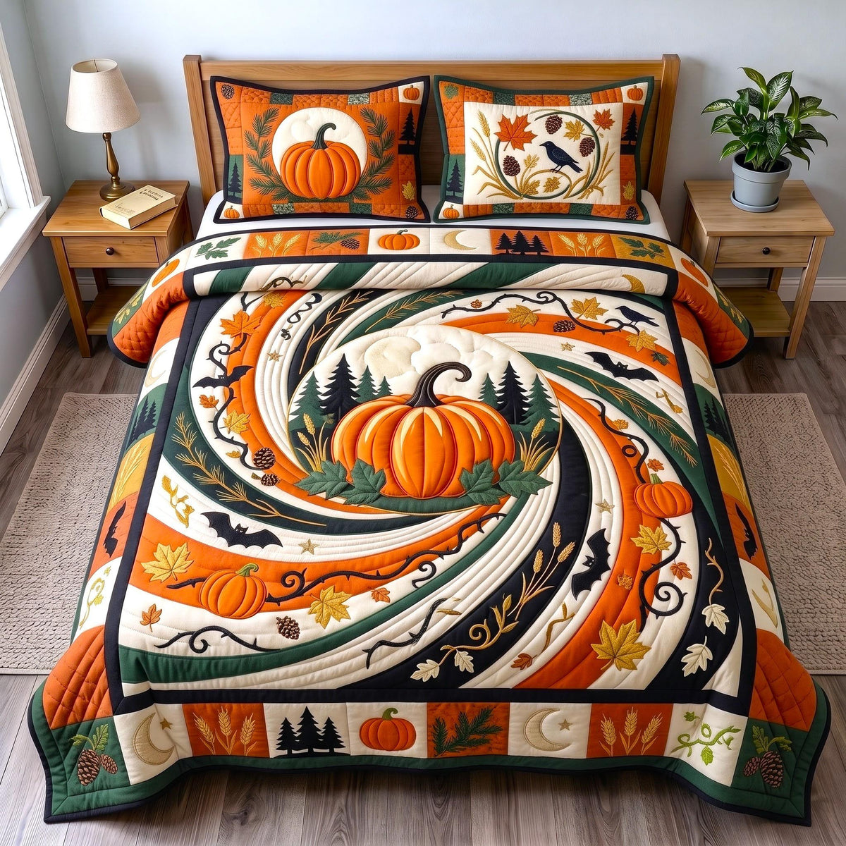 Fall Vibes 3-Piece Quilted Bedding Set — quilt and two matching pillow shams