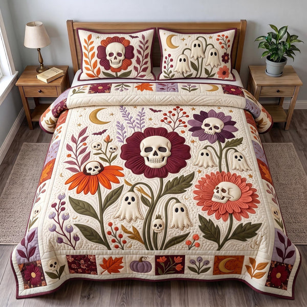Fall Funk 3-Piece Quilted Bedding Set — quilt and two matching pillow shams