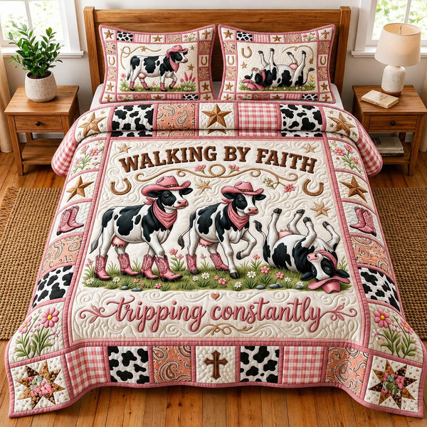 Faith Journey 3-Piece Quilted Bedding Set - Design 3 — quilt and two matching pillow shams