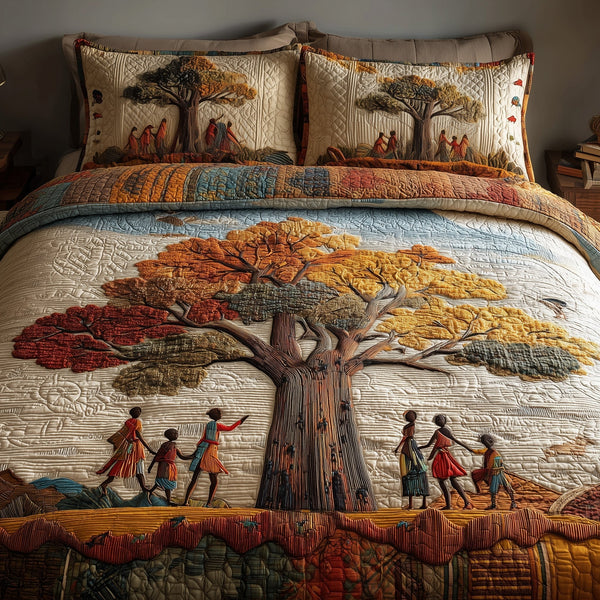 African Dream 3-Piece Quilted Bedding Set - Design 4 — quilt and two matching pillow shams