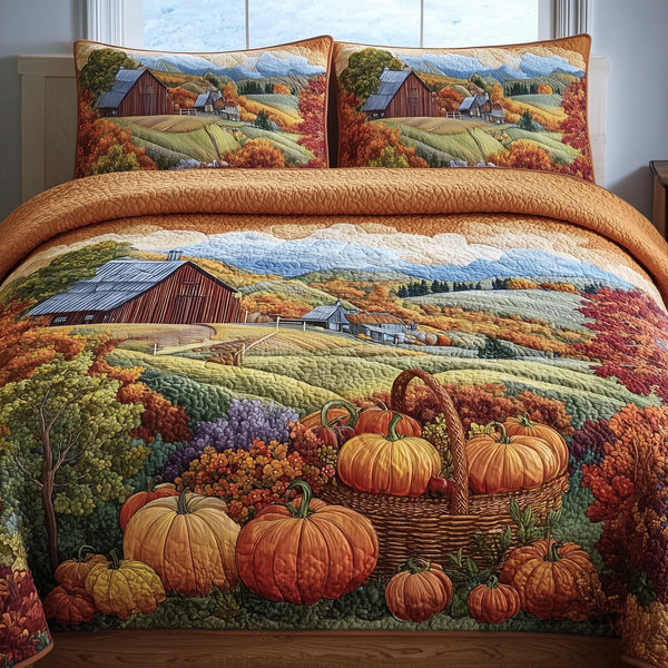 Fall Farmhouse 3-Piece Quilted Bedding Set — quilt and two matching pillow shams