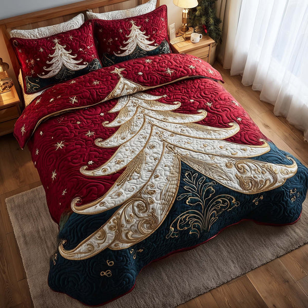 Evergreen Charm 3-Piece Quilted Bedding Set - Design 7 — quilt and two matching pillow shams