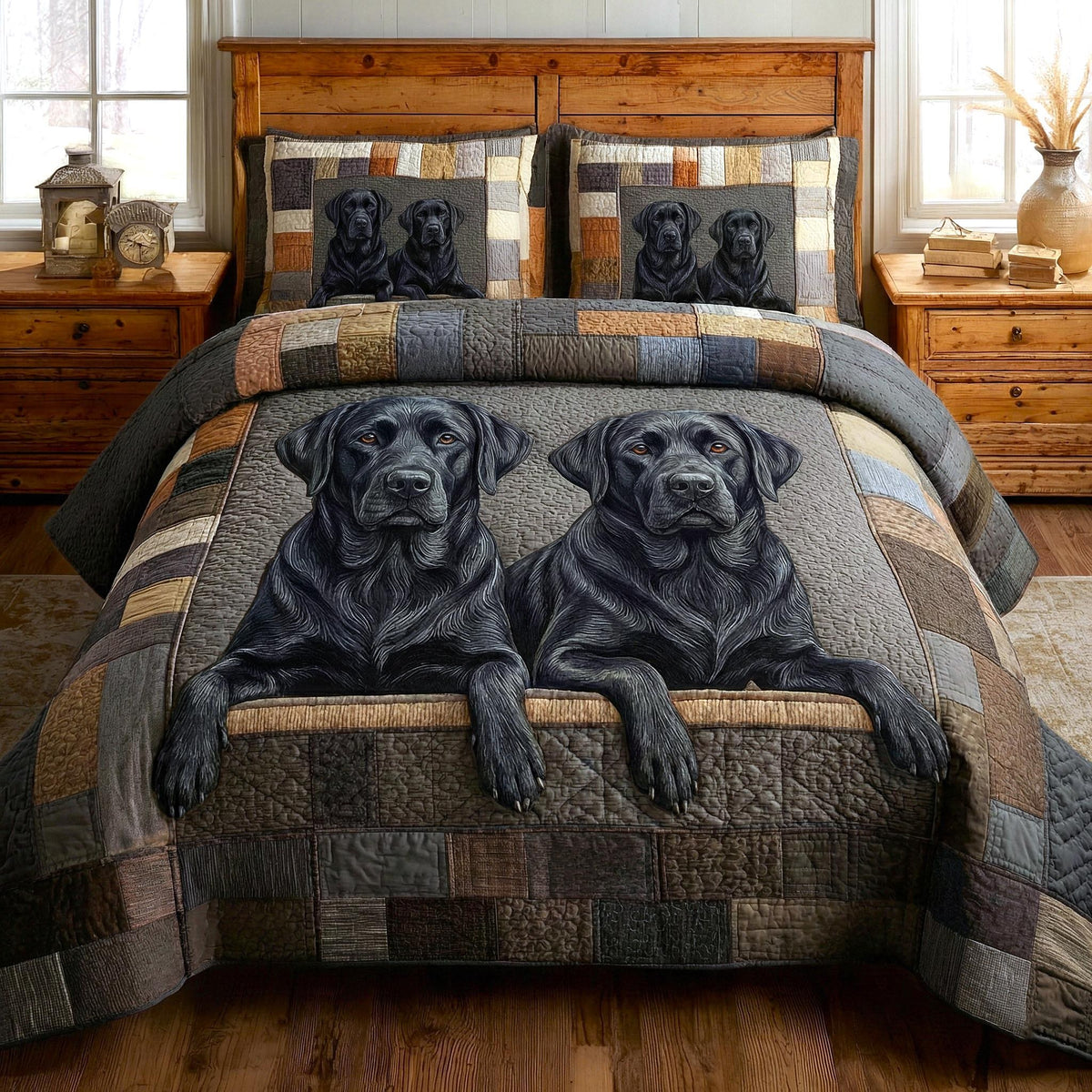 Cozy Paws 3-Piece Quilted Bedding Set - Design 1 — quilt and two matching pillow shams