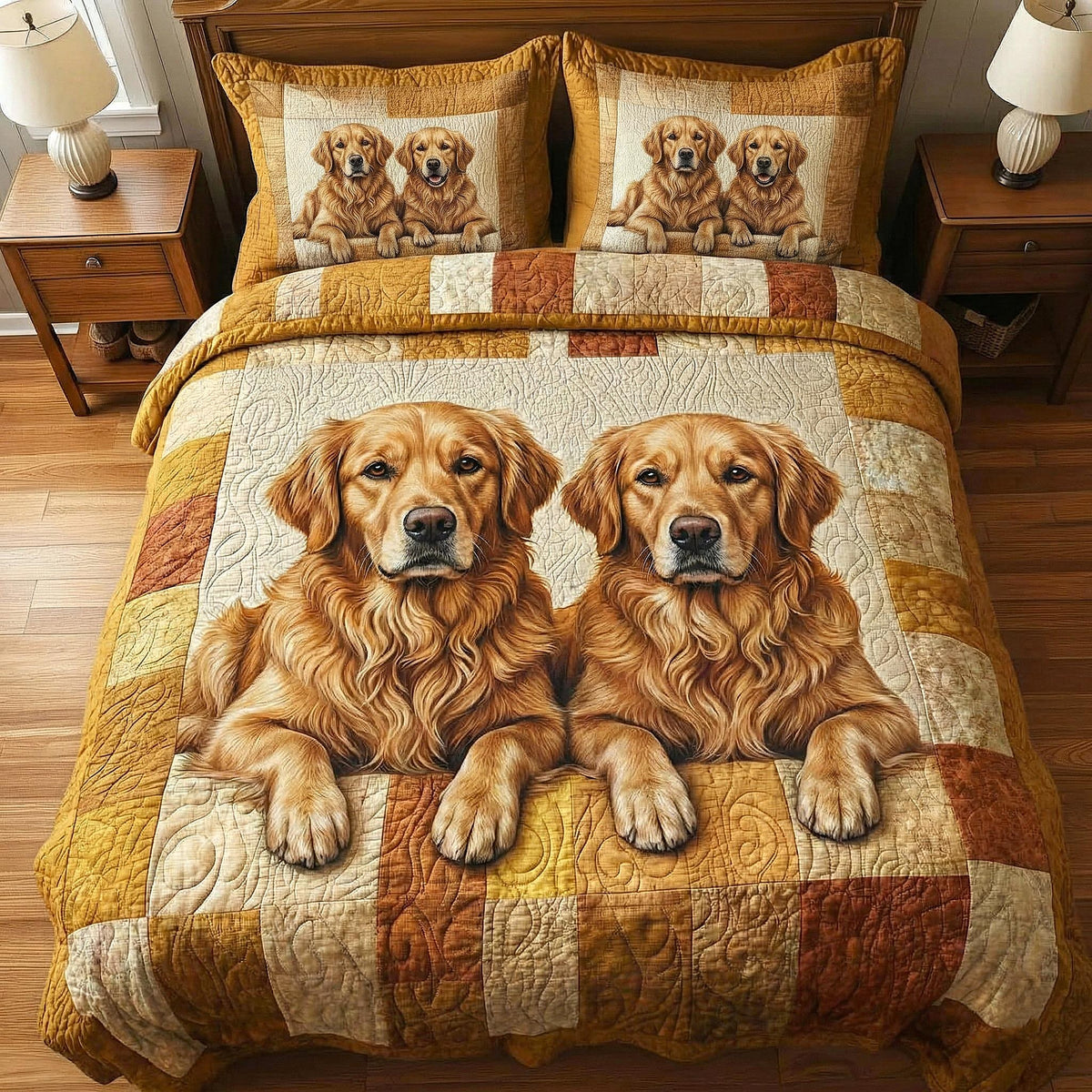 Cozy Paws 3-Piece Quilted Bedding Set - Design 2 — quilt and two matching pillow shams