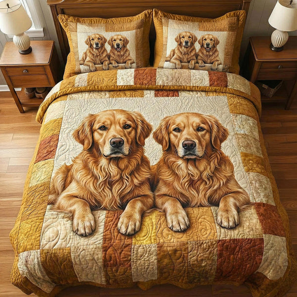 Cozy Paws 3-Piece Quilted Bedding Set - Design 2 — quilt and two matching pillow shams