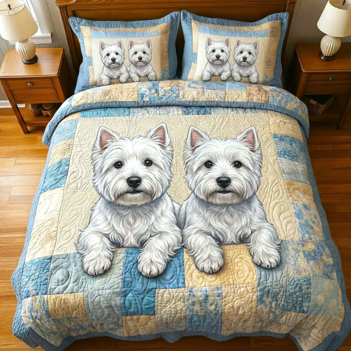 Cozy Paws 3-Piece Quilted Bedding Set - Design 3 — quilt and two matching pillow shams
