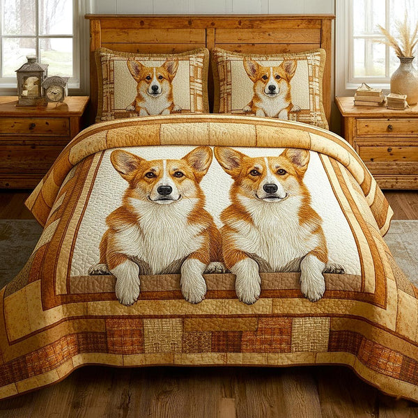 Cozy Paws 3-Piece Quilted Bedding Set - Design 4 — quilt and two matching pillow shams