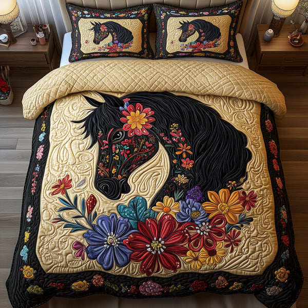 Dark Horse 3-Piece Quilted Bedding Set - Design 4 — quilt and two matching pillow shams