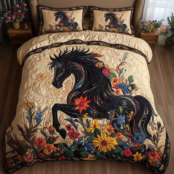 Dark Horse 3-Piece Quilted Bedding Set - Design 5 — quilt and two matching pillow shams