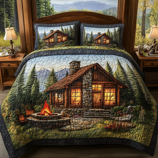 Cozy Harmony 3-Piece Quilted Bedding Set - Design 6 — quilt and two matching pillow shams