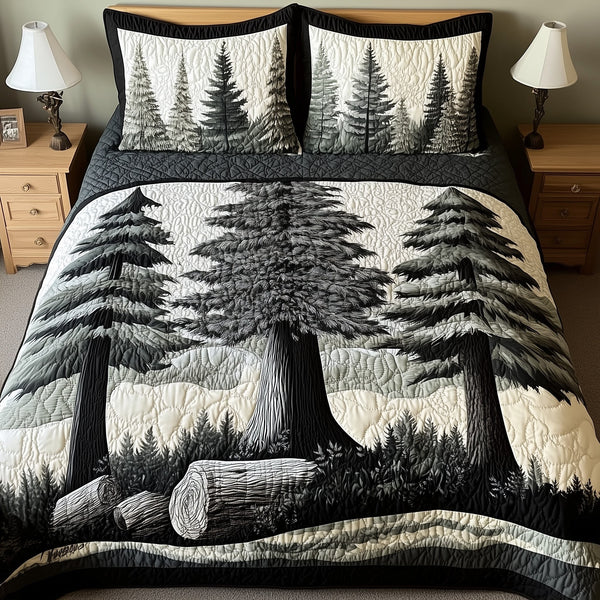 Enchanted Forest 3-Piece Quilted Bedding Set - Design 4 — quilt and two matching pillow shams