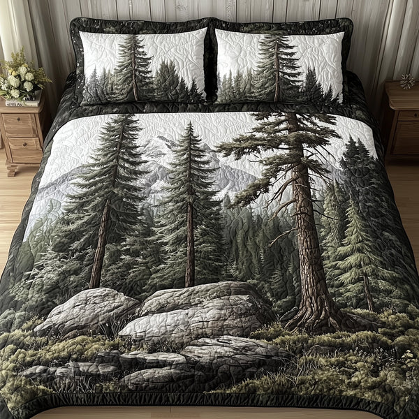 Enchanted Forest 3-Piece Quilted Bedding Set - Design 6 — quilt and two matching pillow shams