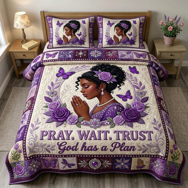 Christian Faith 3-Piece Quilted Bedding Set - Design 9 — quilt and two matching pillow shams