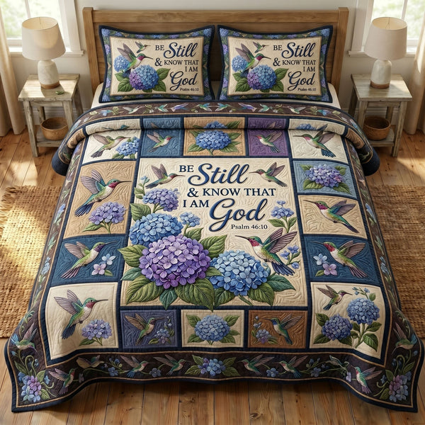 Floral Bible 3-Piece Quilted Bedding Set - Design 55 — quilt and two matching pillow shams