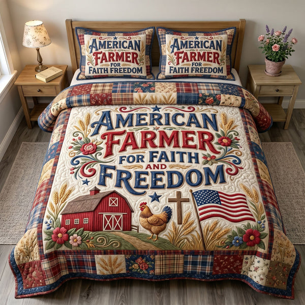 Christian Patriotic 3-Piece Quilted Bedding Set - Design 5 — quilt and two matching pillow shams