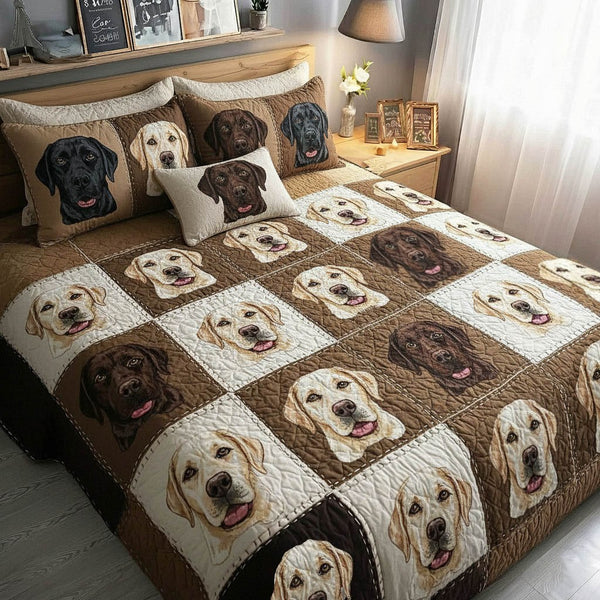 Adorable Labrador 3-Piece Quilted Bedding Set - Design 1 — quilt and two matching pillow shams