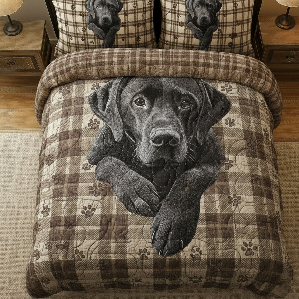 Adorable Labrador 3-Piece Quilted Bedding Set - Design 2 — quilt and two matching pillow shams
