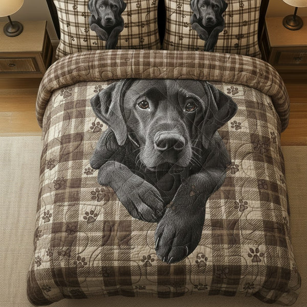 Adorable Labrador 3-Piece Quilted Bedding Set - Design 2 — quilt and two matching pillow shams