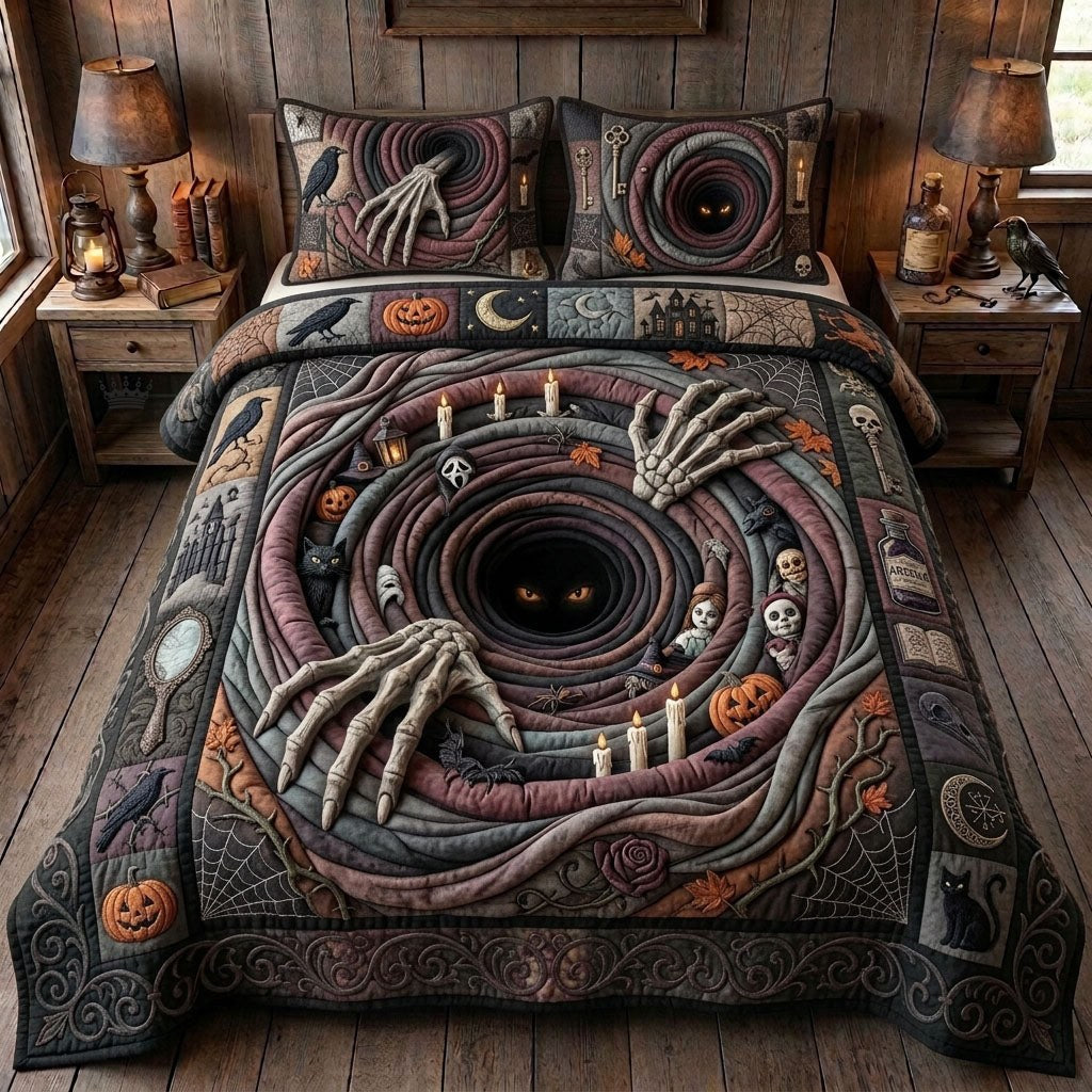 Death Vortex 3-Piece Quilted Bedding Set — quilt and two matching pillow shams