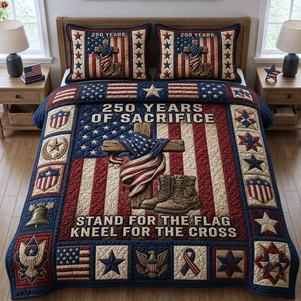 250 Years Of Sacrifice 3-Piece Quilted Bedding Set — quilt and two matching pillow shams