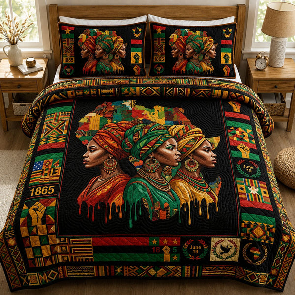 Africa Legacy 3-Piece Quilted Bedding Set - Design 2 — quilt and two matching pillow shams