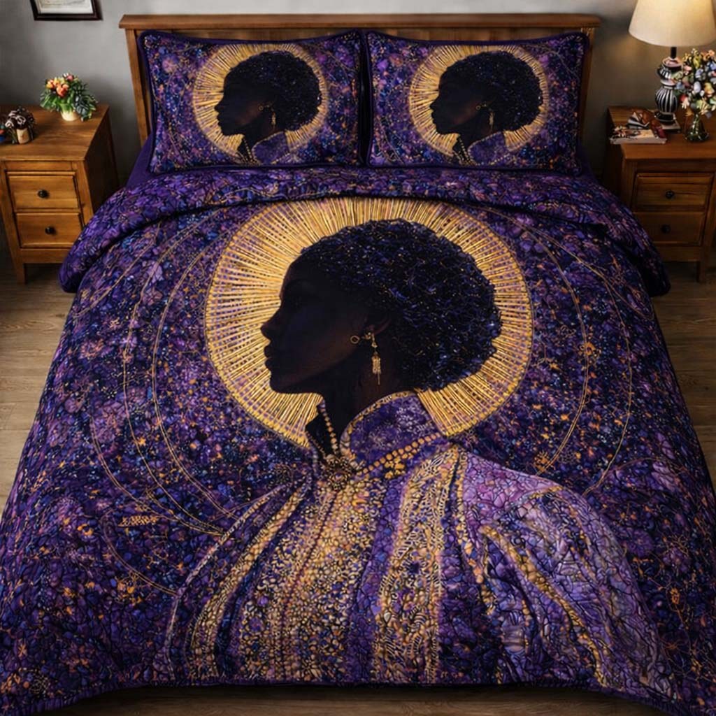 African Queen 3-Piece Quilted Bedding Set - Design 2 — quilt and two matching pillow shams