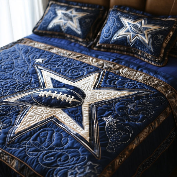 Cowboy Star 3-Piece Quilted Bedding Set - Design 2 — quilt and two matching pillow shams