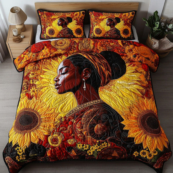 Black Diamond quilted 3-piece bedding set on a made bed with two matching pillow shams