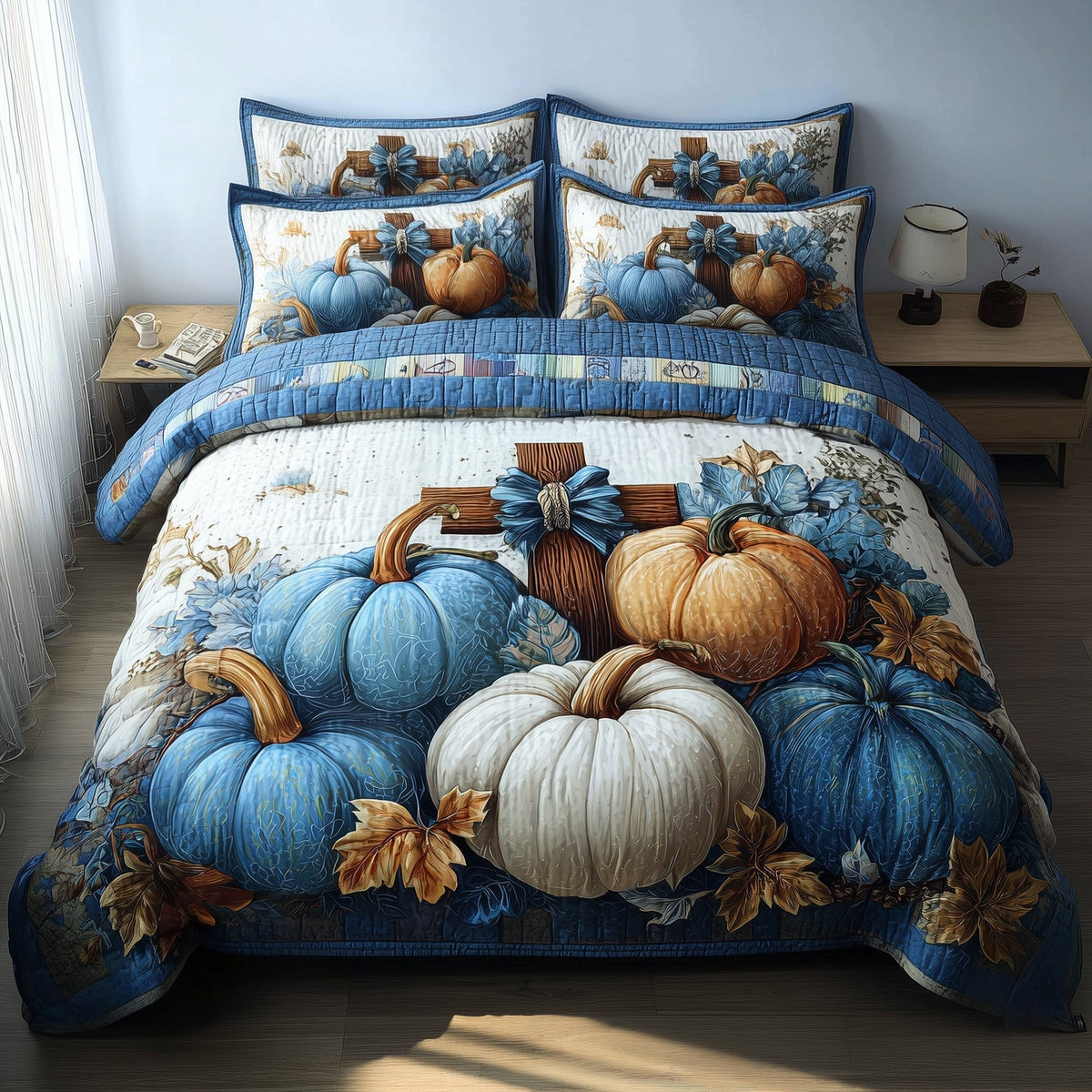 Fall for Jesus 3-Piece Quilted Bedding Set - Design 25 — quilt and two matching pillow shams