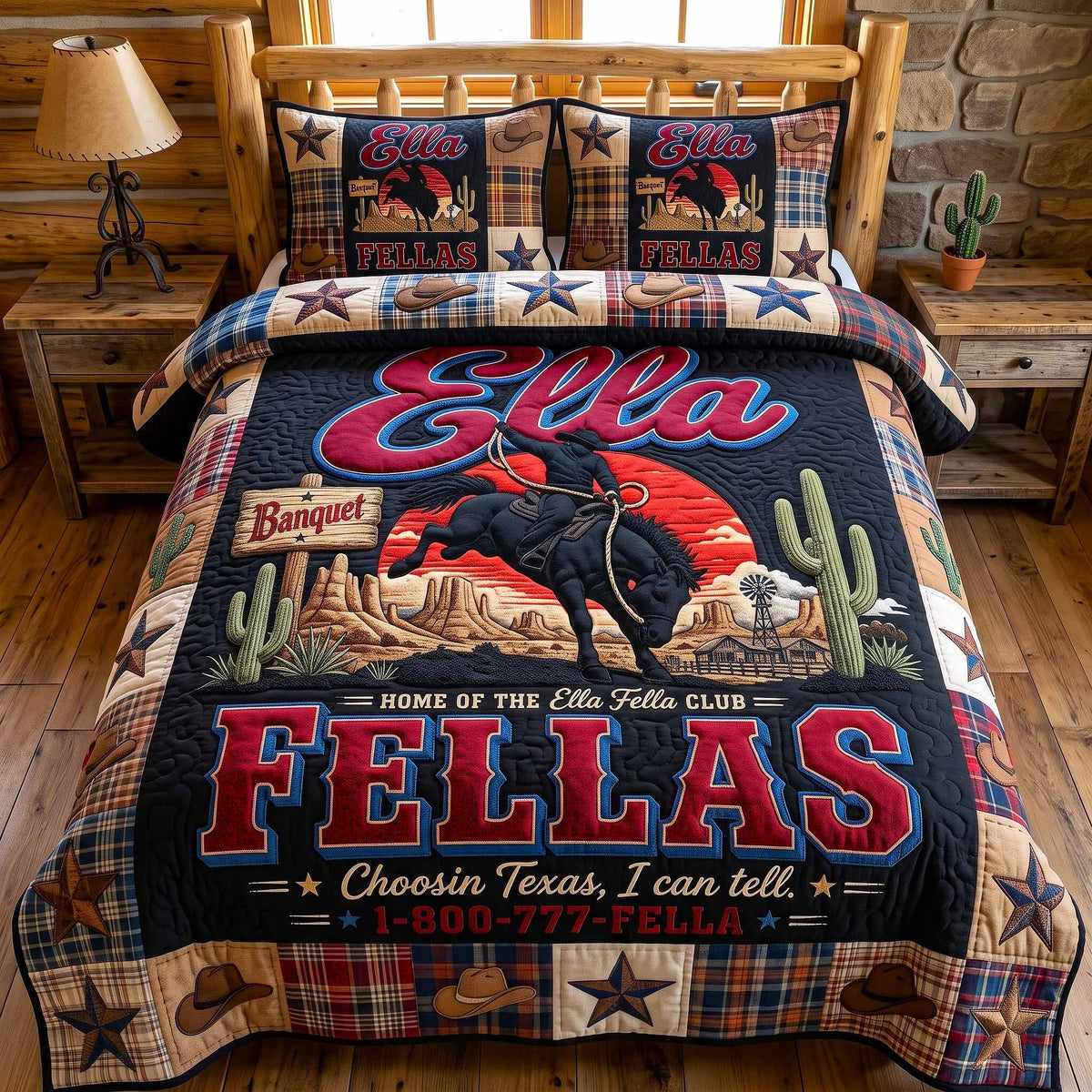 Ella Fella Club 3-Piece Quilted Bedding Set — quilt and two matching pillow shams