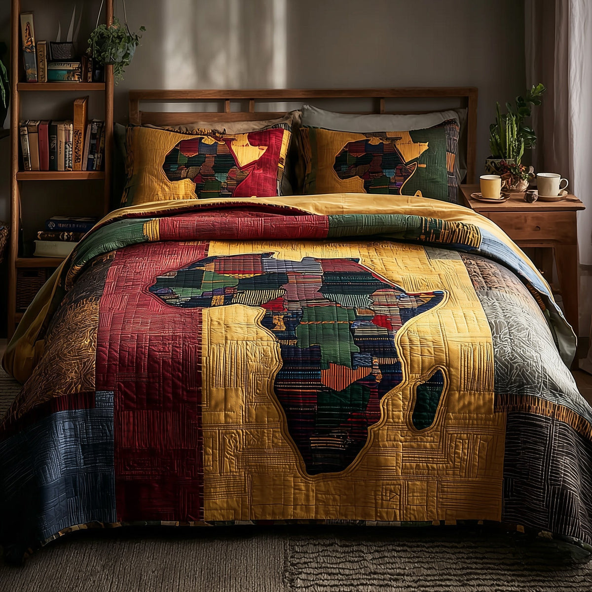 African Heritage 3-Piece Quilted Bedding Set - Design 23 — quilt and two matching pillow shams