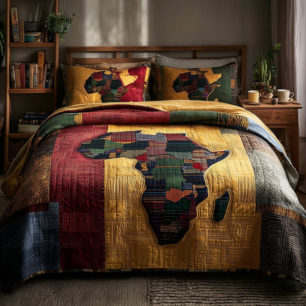 African Heritage 3-Piece Quilted Bedding Set - Design 23 — quilt and two matching pillow shams