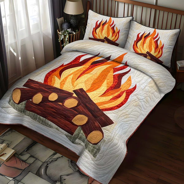 Alpine Haven quilted 3-piece bedding set on a made bed with two matching pillow shams
