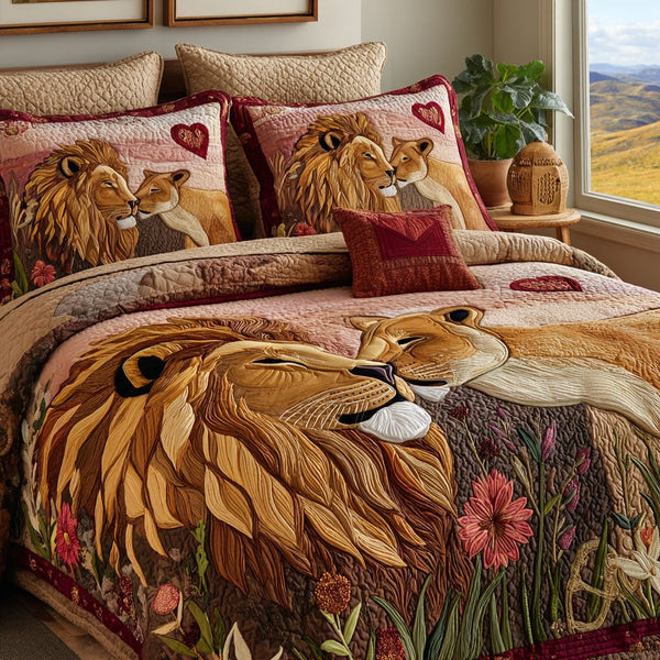 Always Together quilted 3-piece bedding set on a made bed with two matching pillow shams