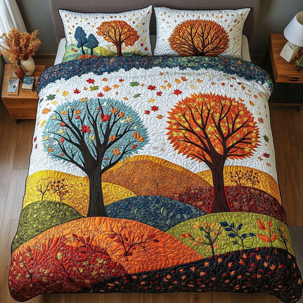 Amber Horizon quilted 3-piece bedding set on a made bed with two matching pillow shams